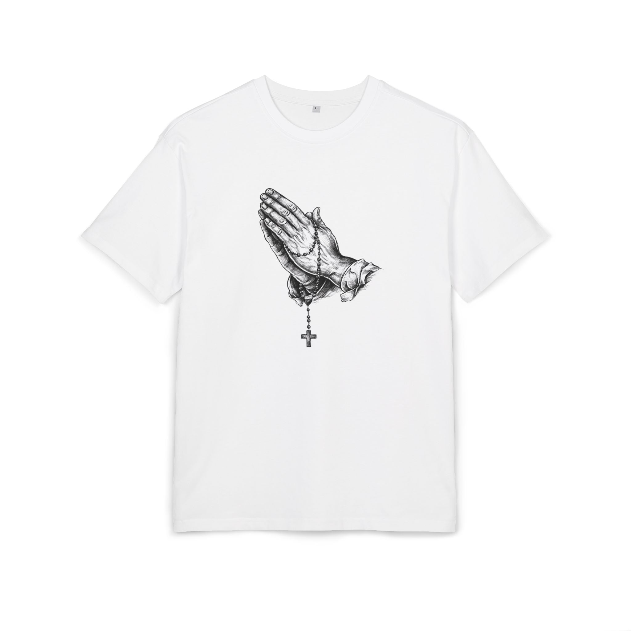 Silent Faith Tee – Praying Hands Oversized T-Shirt